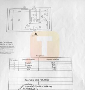 Garsonieră de închiriat în zona Spital, Piatra Neamț – Etaj 1, 30 mp, recent renovată