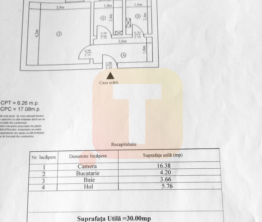 Garsonieră de închiriat în zona Spital, Piatra Neamț – Etaj 1, 30 mp, recent renovată