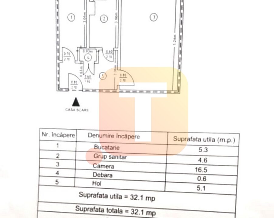 Garsonieră decomandată de închiriat în Dărmănești